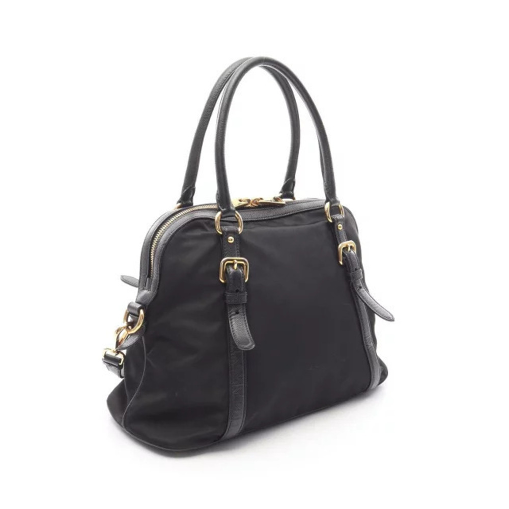 Prada TESSUTO Black SAFFIANO Leather Handbag Black